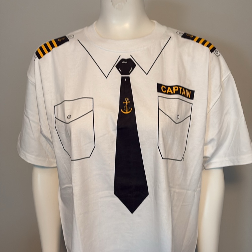 Hanes Beefy -T White Short Sleeve T-Shirt Captain, Boat, Sailing, Nautical